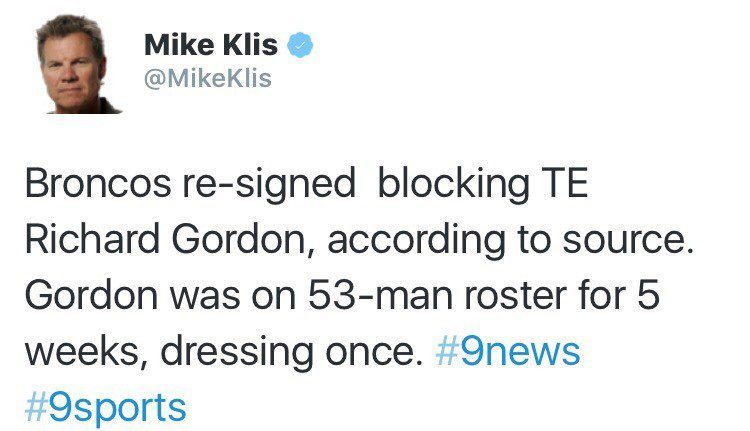 Broncos have re-signed tight end Richard Gordon