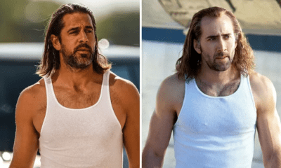 The 38-year-old rocked long hair, a white tank top and blue jeans ... just like Cage in the 1997 action thriller.
