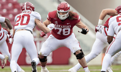 Dalton Wagner is a massive man at OT for Arkansas who is a mauler that plays with intensity.