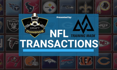 NFL Transactions for Today! Every day we track each and every roster cut, trade, workout, and signing here on NFL Draft Diamonds. NFL Transactions is presented by Training Mask! They are the Ultimate Respiratory Training Device of Draft Diamonds and the Hula Bowl!